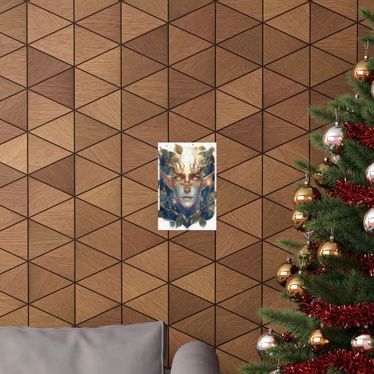 The Golden-Eyed Forest Spirit - Matte Vertical Posters mockup angle 4