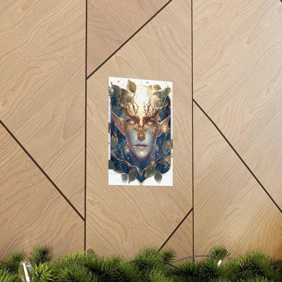 The Golden-Eyed Forest Spirit - Matte Vertical Posters mockup angle 5