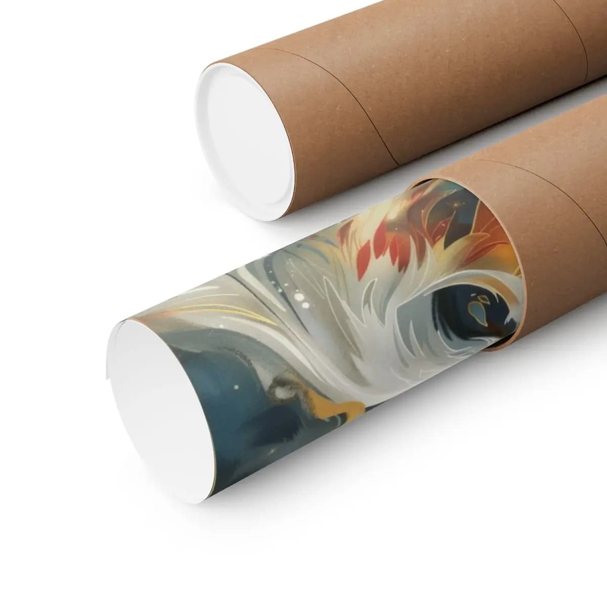White Phoenix Rising in Fire and Gold - Matte Vertical Posters mockup angle 3