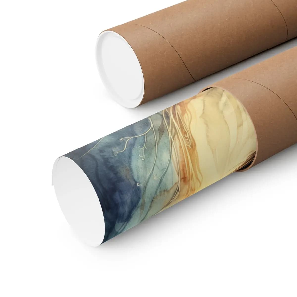 Golden Tendrils Rising from a Luminous Spiral - Matte Vertical Posters mockup angle 3