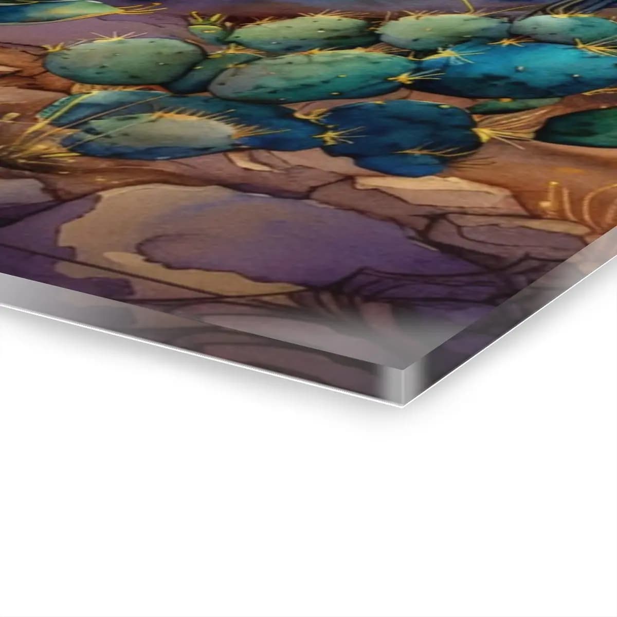 Succulents and Rock Spires in an Enchanted Desert - Acrylic Prints (French Cleat Hanging) mockup angle 3