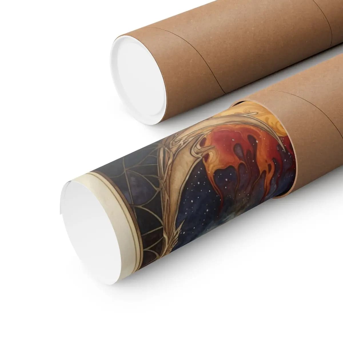 Fire and Moon in a Celestial Circle - Matte Vertical Posters mockup angle 3
