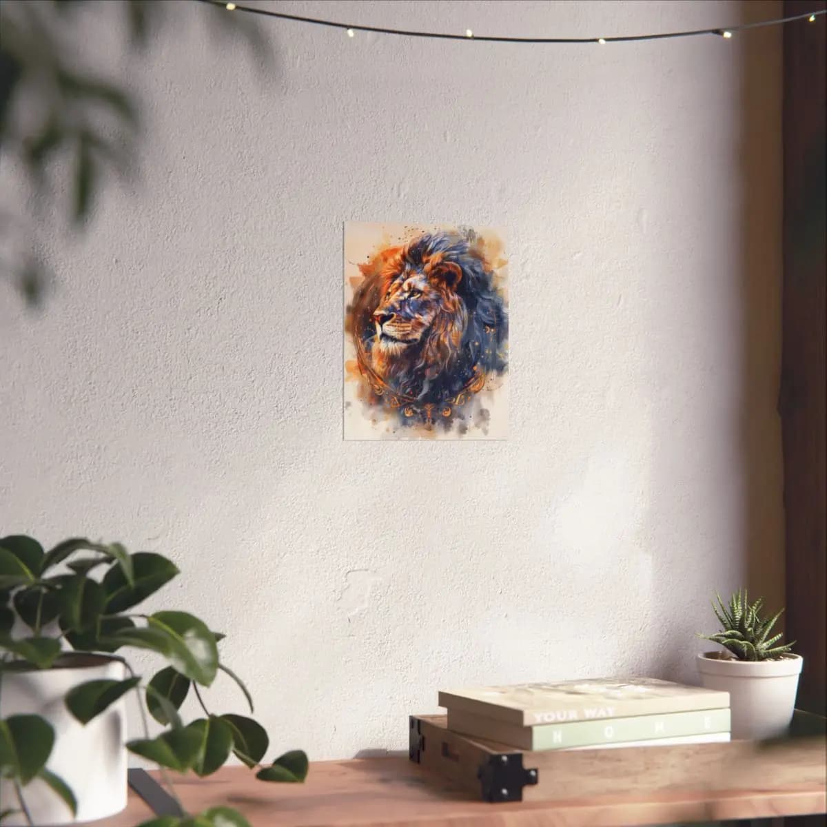 The Majestic Lion with Celestial Reflections - Matte Vertical Posters mockup angle 6