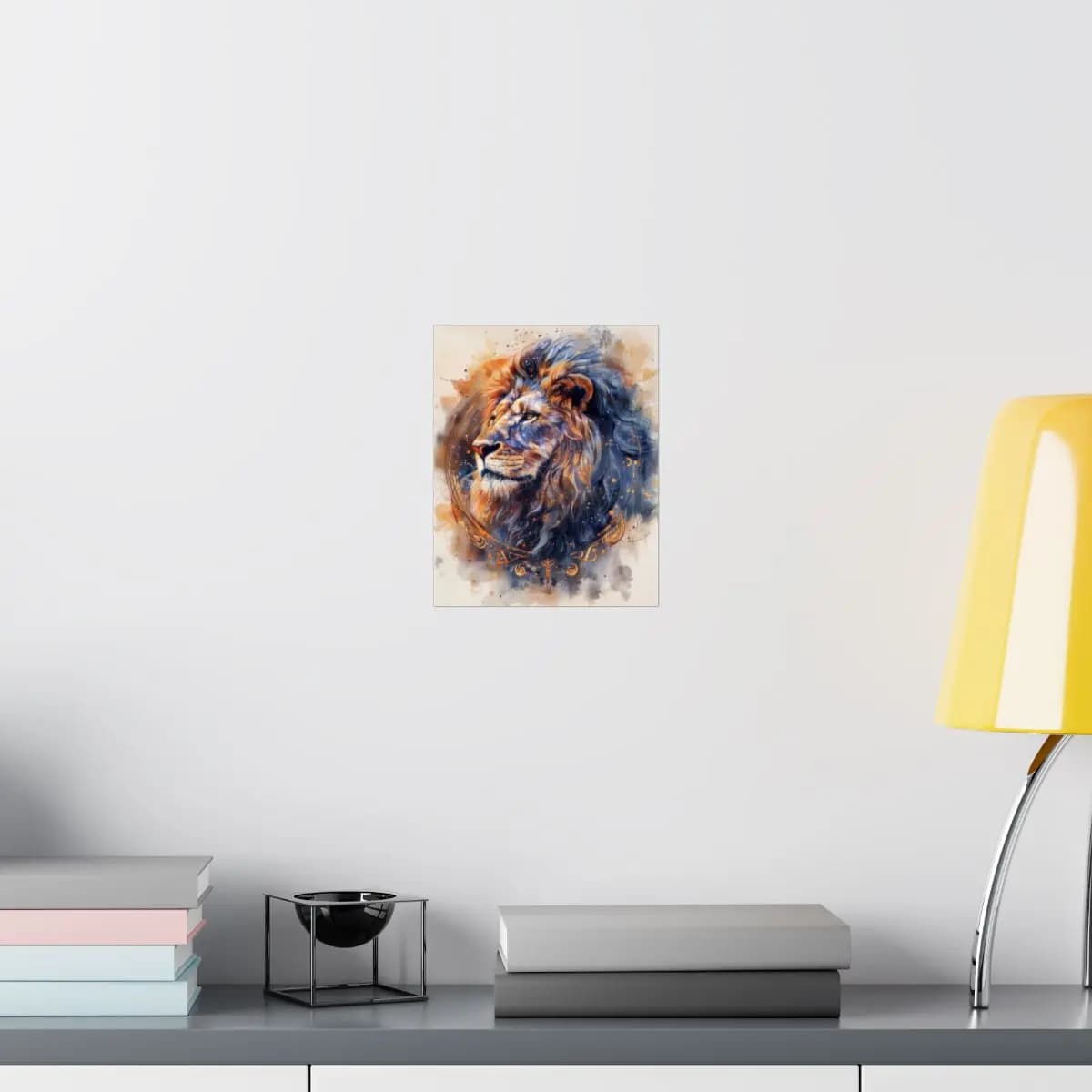 The Majestic Lion with Celestial Reflections - Matte Vertical Posters mockup angle 8