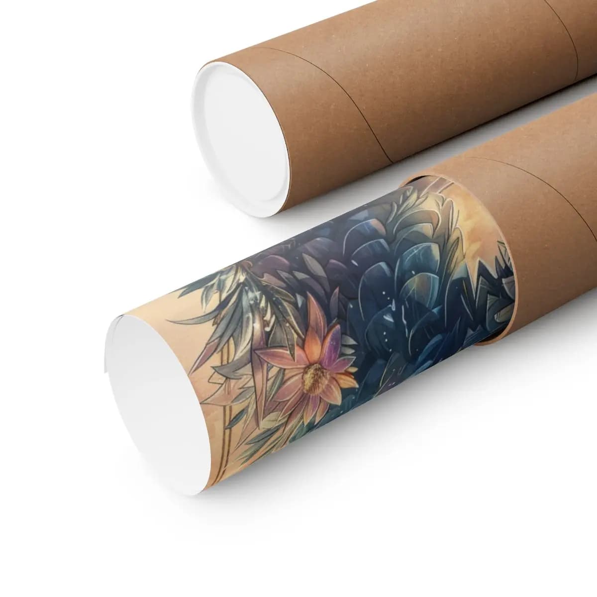 Night-Scaled Celestial Dragon Among Blooms - Matte Vertical Posters mockup angle 3