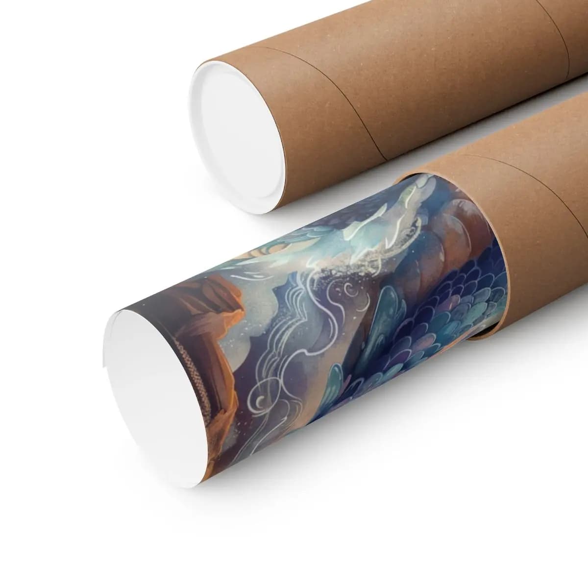 Sea Dragon Rising from Crashing Waves - Matte Vertical Posters mockup angle 3