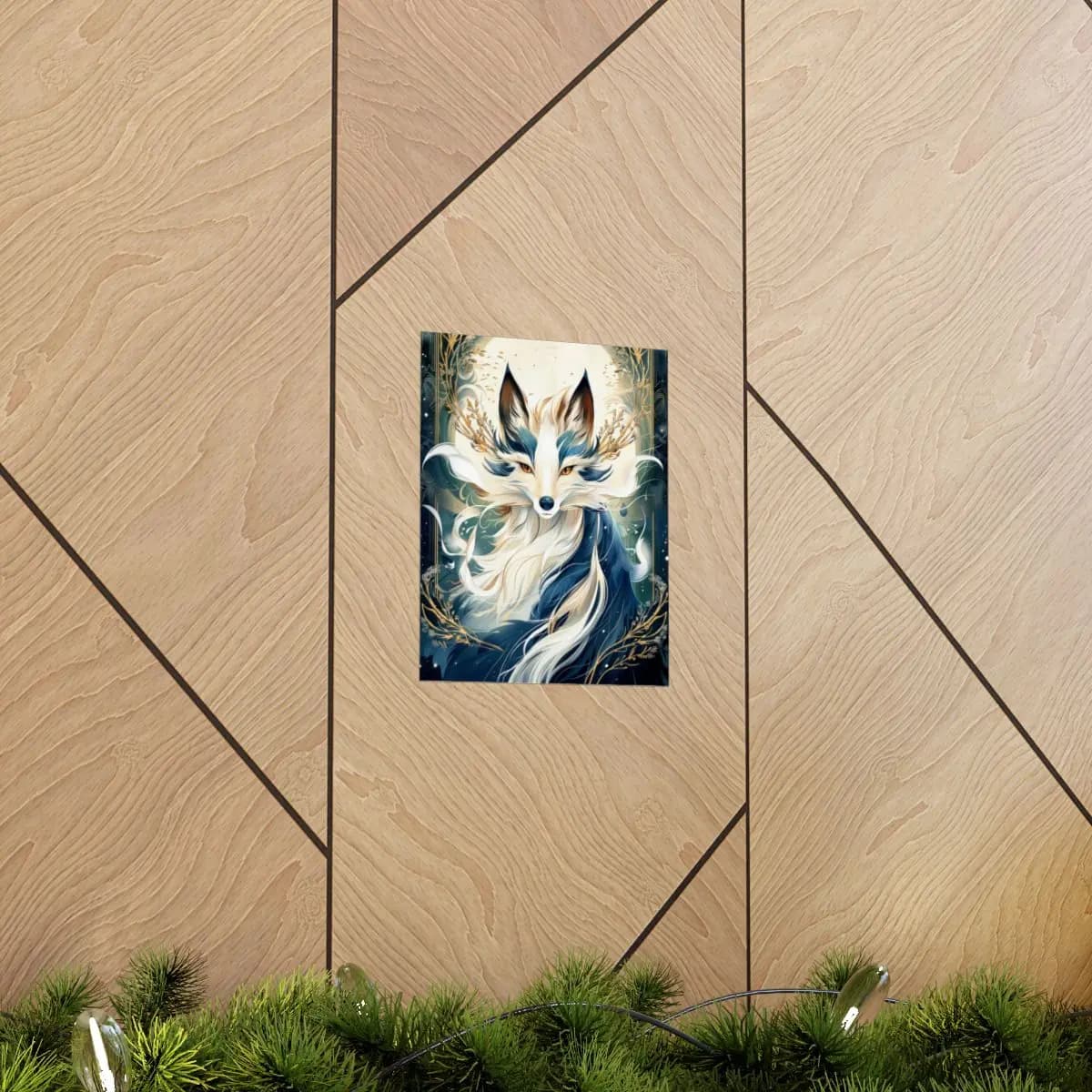 The Celestial Fox Beneath the Golden Moon - Matte Vertical Posters mockup angle 5