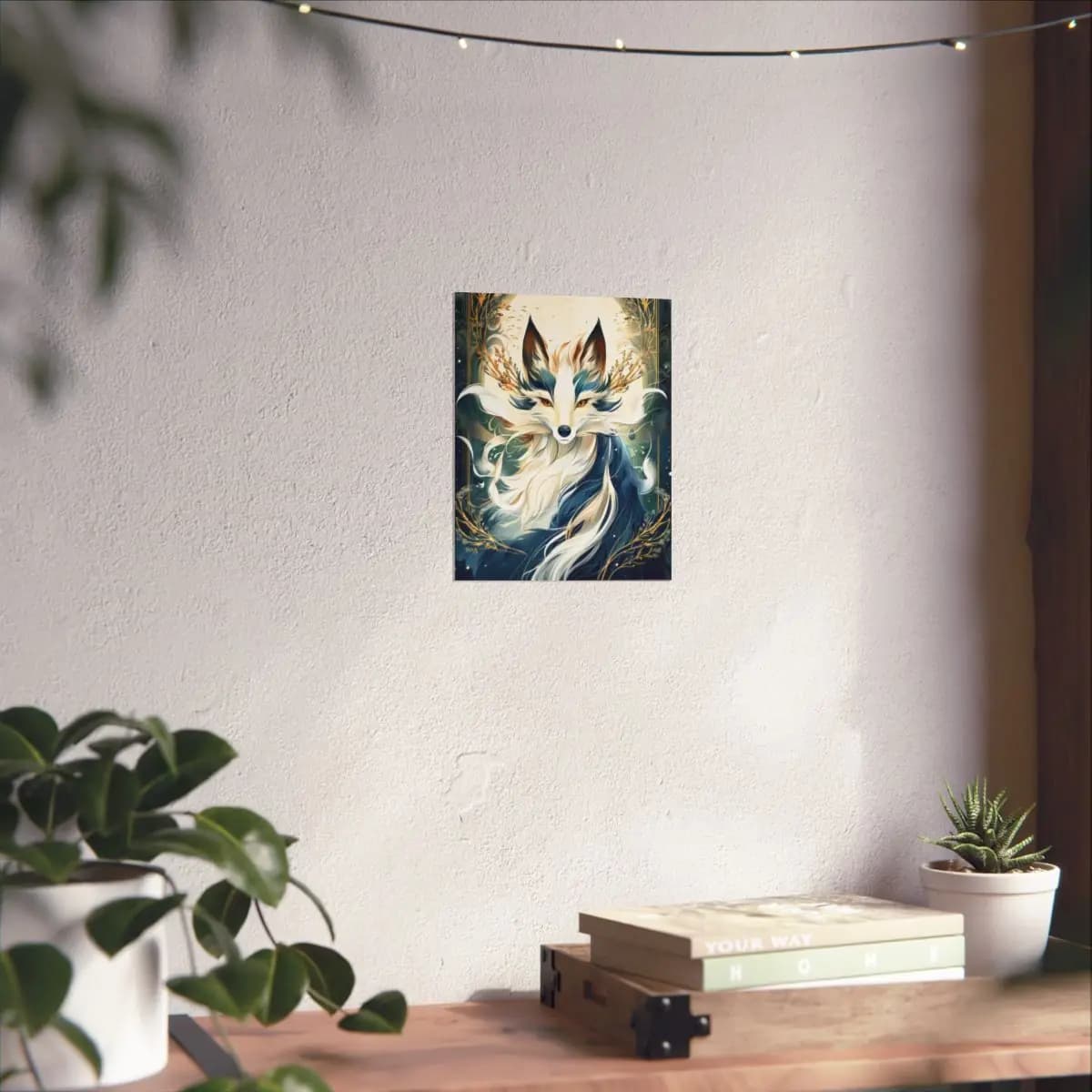 The Celestial Fox Beneath the Golden Moon - Matte Vertical Posters mockup angle 6