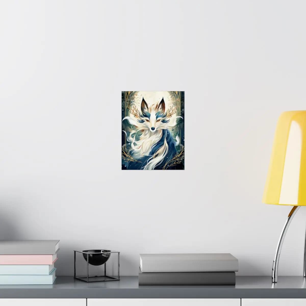 The Celestial Fox Beneath the Golden Moon - Matte Vertical Posters mockup angle 8