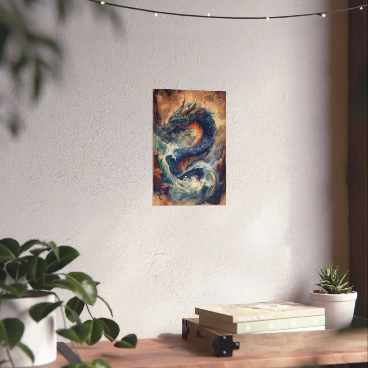Sea Dragon Rising from Crashing Waves - Matte Vertical Posters mockup angle 6