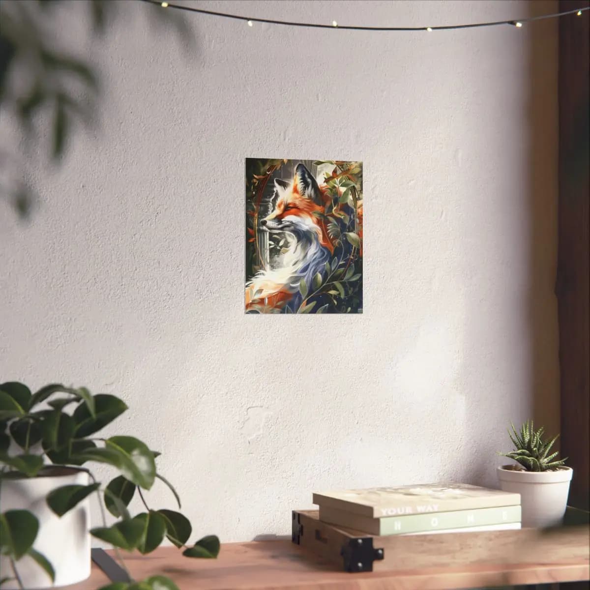 Red Fox Among Ancient Columns and Foliage - Matte Vertical Posters mockup angle 6