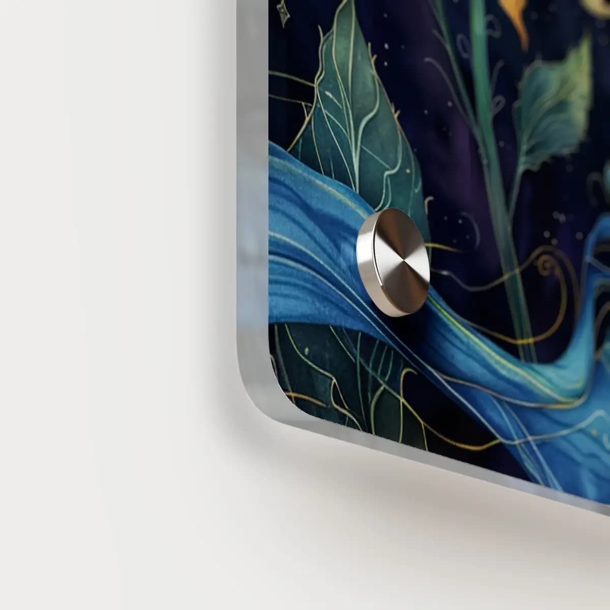Cosmic Blooms Beneath a Starlit Sky - Acrylic Wall Art Panels mockup angle 5