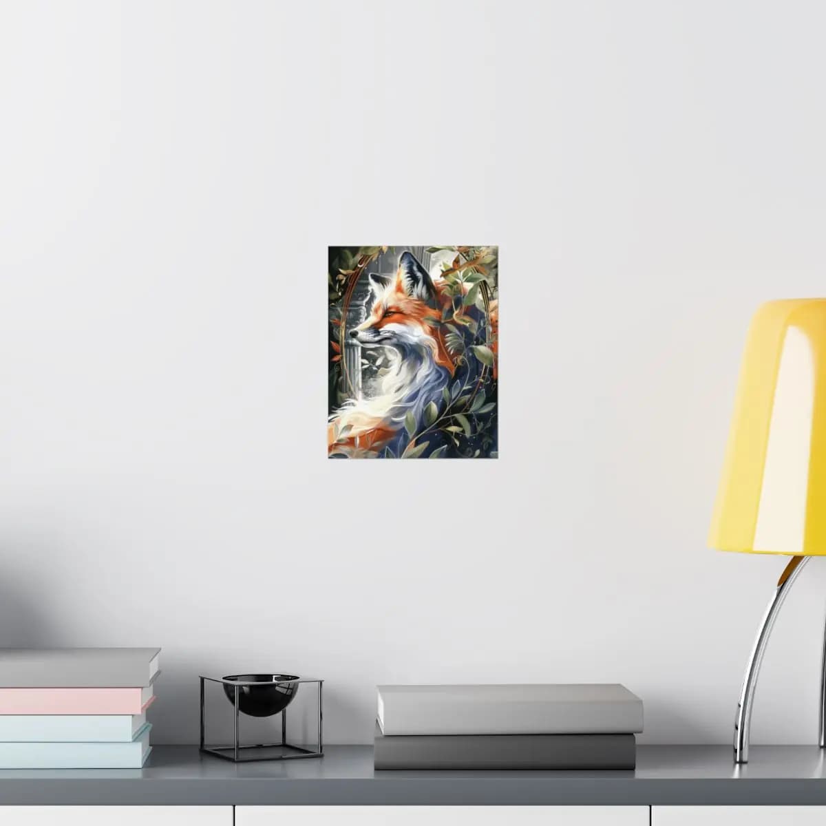 Red Fox Among Ancient Columns and Foliage - Matte Vertical Posters mockup angle 8