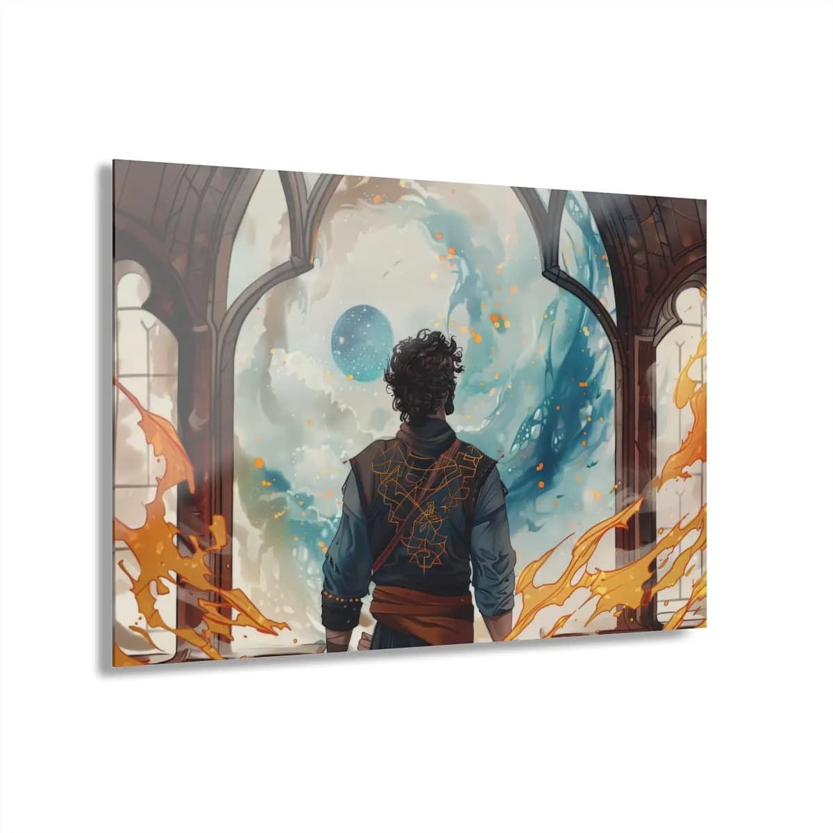 The Mage Before the World Portal - Acrylic Prints (French Cleat Hanging) mockup angle 1