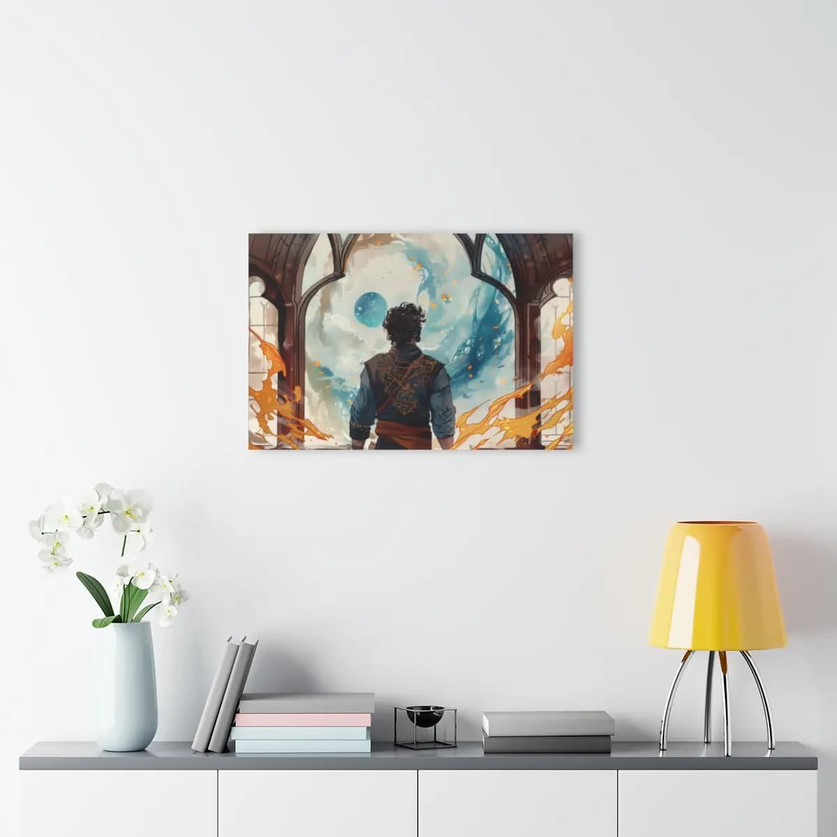 The Mage Before the World Portal - Acrylic Prints (French Cleat Hanging) mockup angle 4