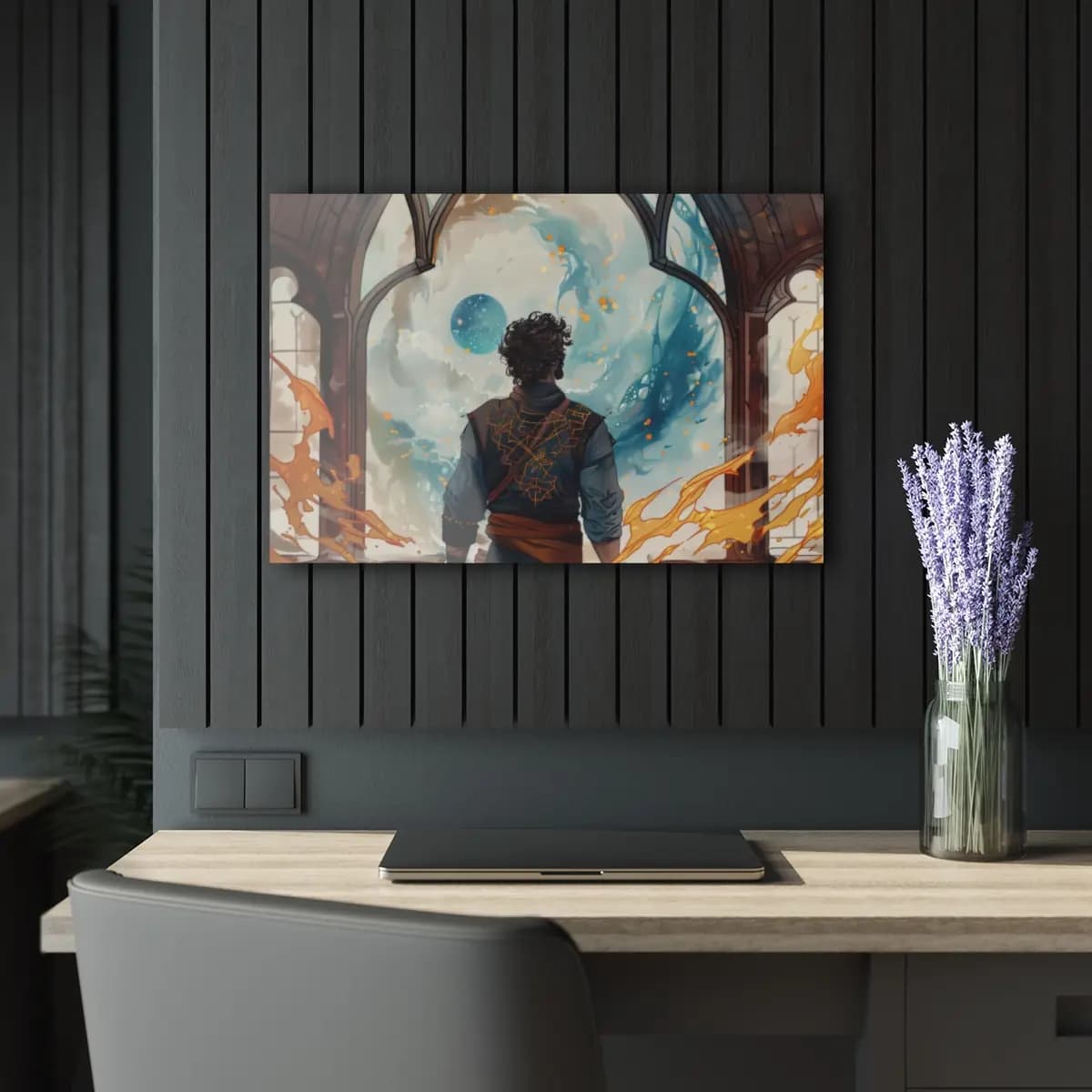 The Mage Before the World Portal - Acrylic Prints (French Cleat Hanging) mockup angle 5