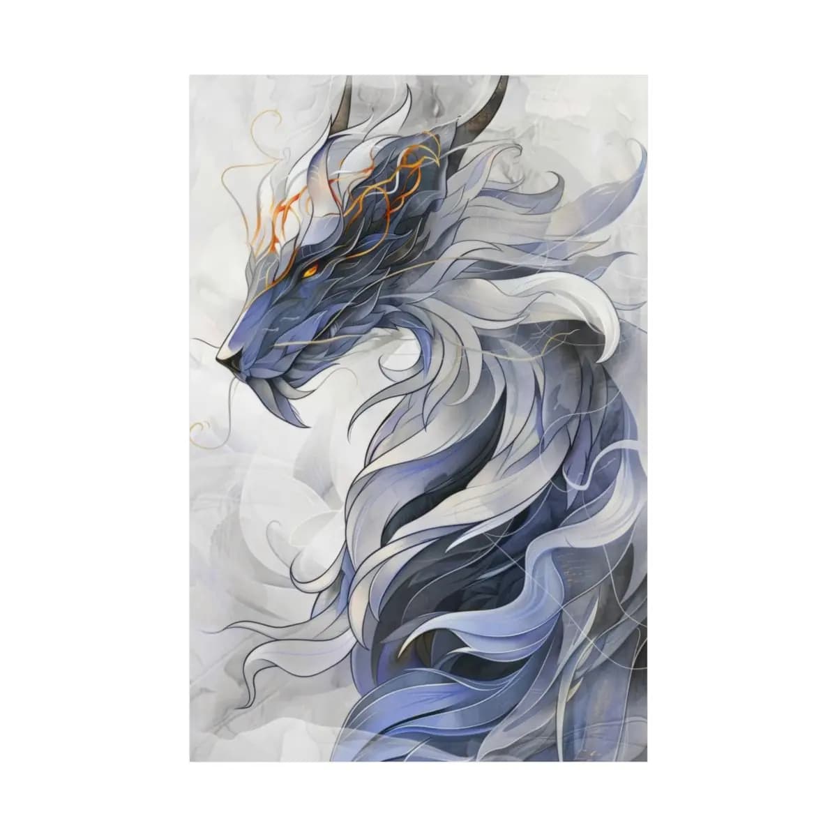 Celestial Dragon With Golden Flames - Matte Vertical Posters mockup angle 2