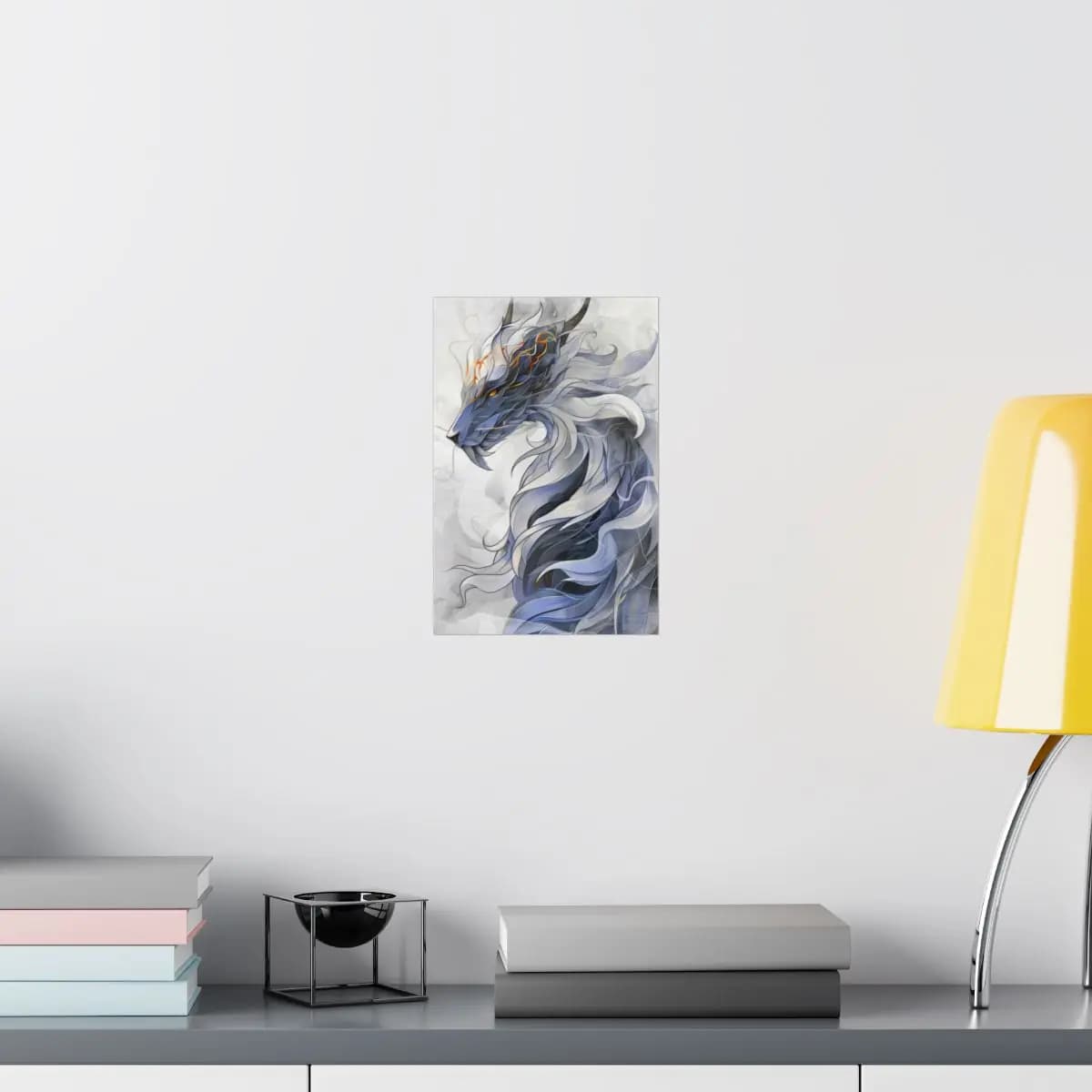 Celestial Dragon With Golden Flames - Matte Vertical Posters mockup angle 8