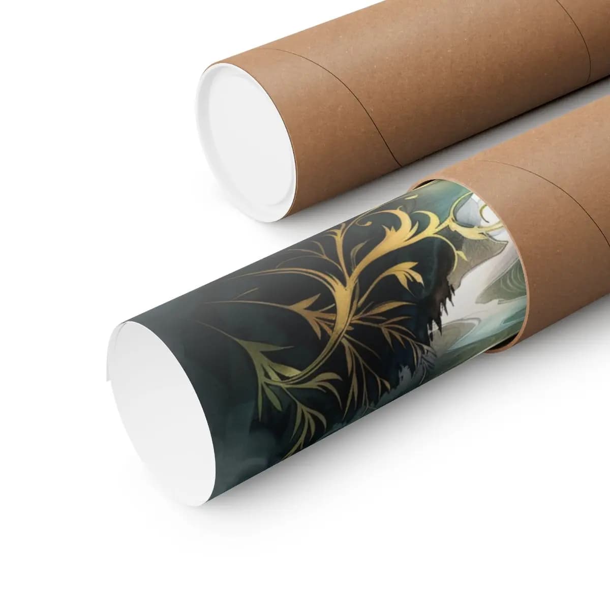 Enchanted River Toward the Glowing Peaks - Matte Vertical Posters mockup angle 3