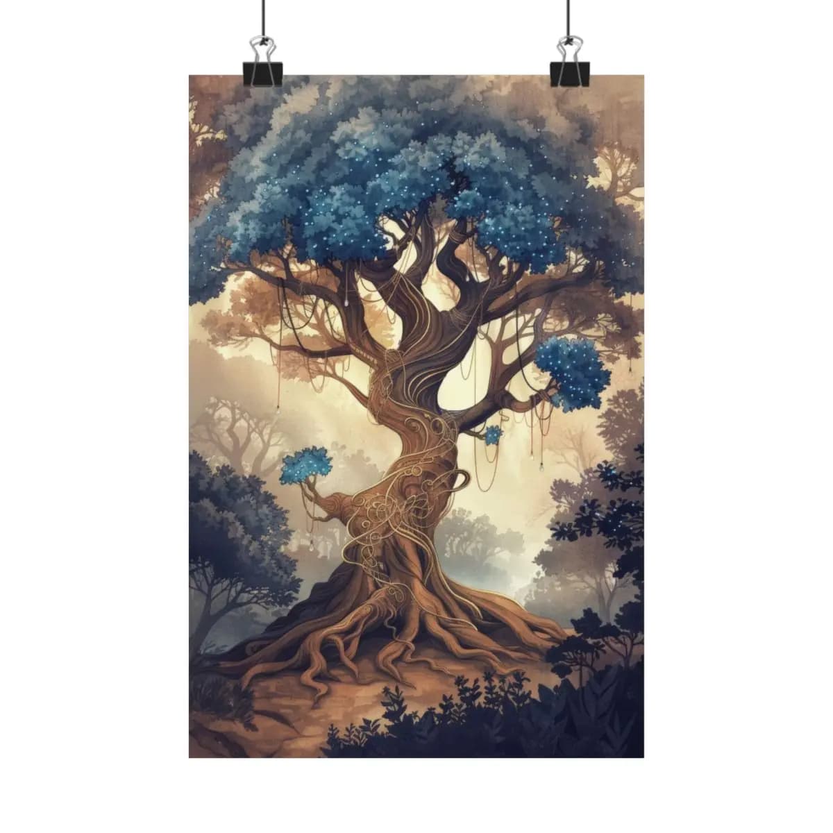 The Ancient Tree of Celestial Leaves - Matte Vertical Posters mockup angle 1