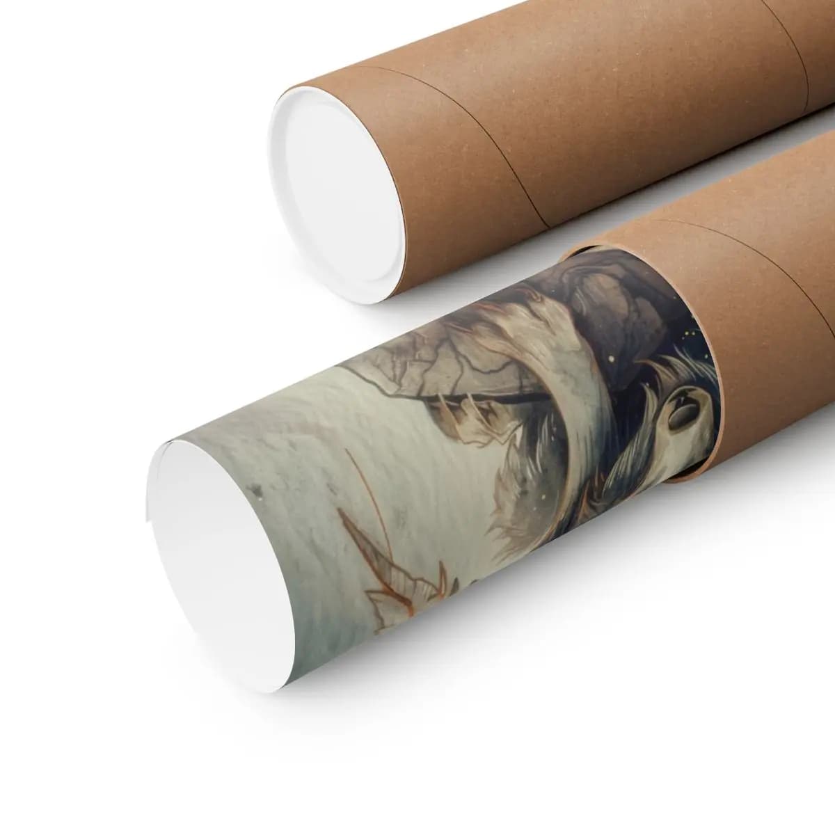 The Golden-Eyed Winged Wolf Guardian - Matte Vertical Posters mockup angle 3