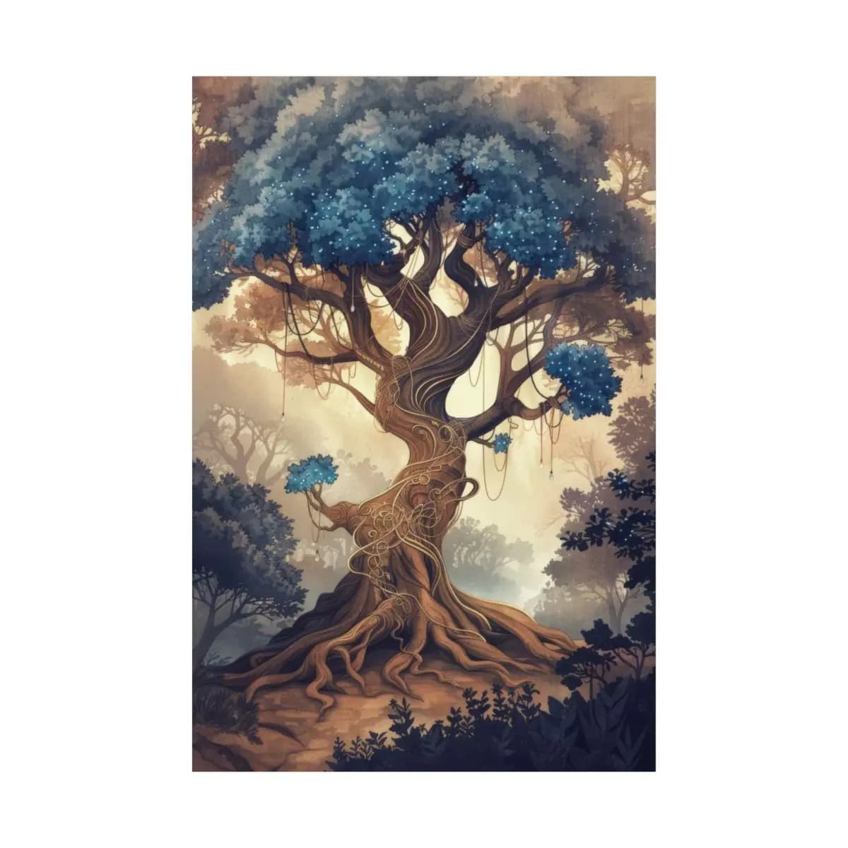 The Ancient Tree of Celestial Leaves - Matte Vertical Posters mockup angle 2