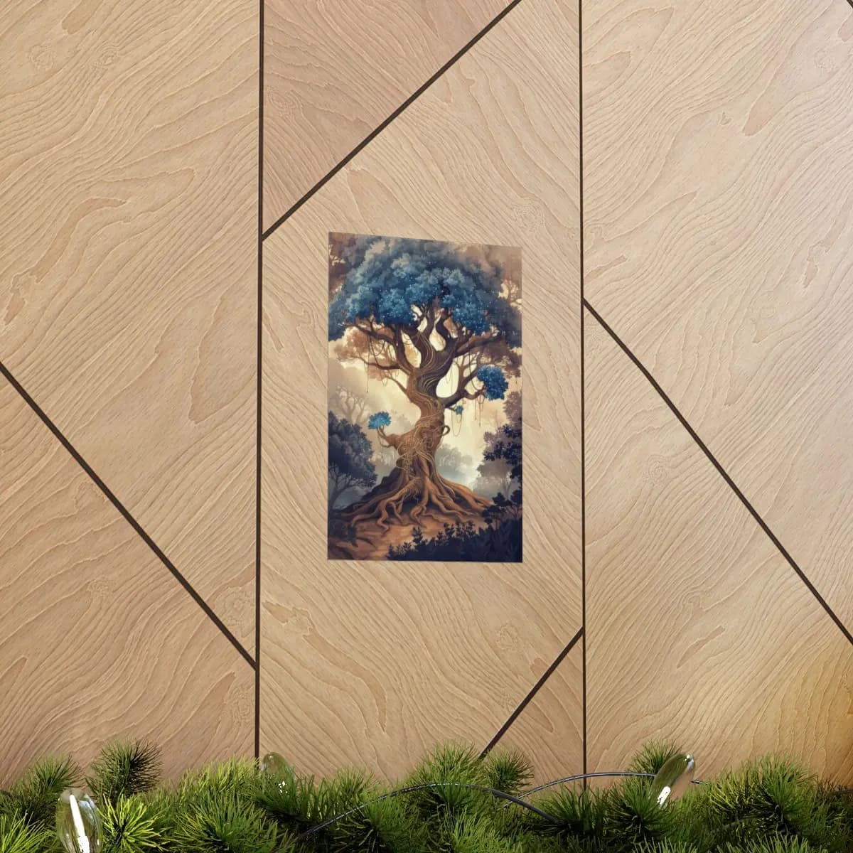 The Ancient Tree of Celestial Leaves - Matte Vertical Posters mockup angle 5