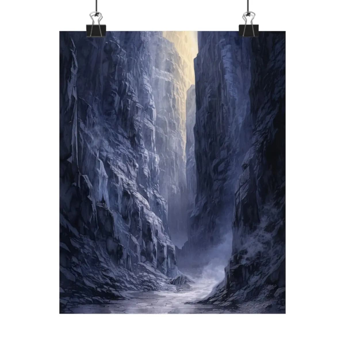 Abyssal Gorge Pierced by Celestial Light - Matte Vertical Posters mockup angle 1