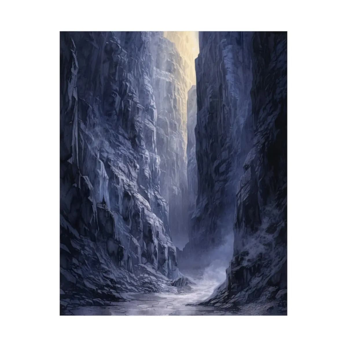 Abyssal Gorge Pierced by Celestial Light - Matte Vertical Posters mockup angle 2