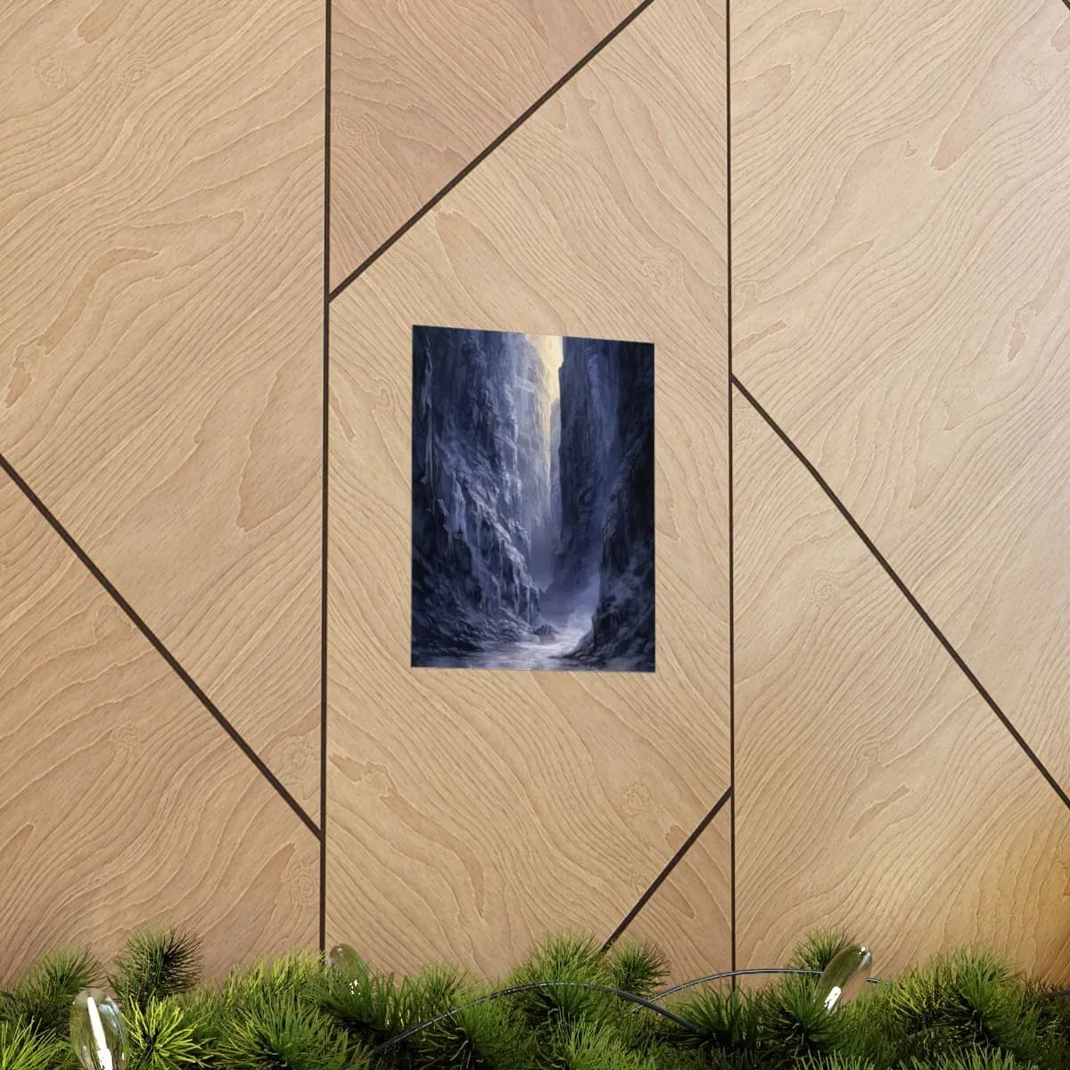 Abyssal Gorge Pierced by Celestial Light - Matte Vertical Posters mockup angle 5