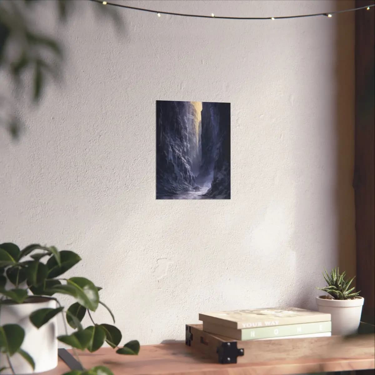 Abyssal Gorge Pierced by Celestial Light - Matte Vertical Posters mockup angle 6