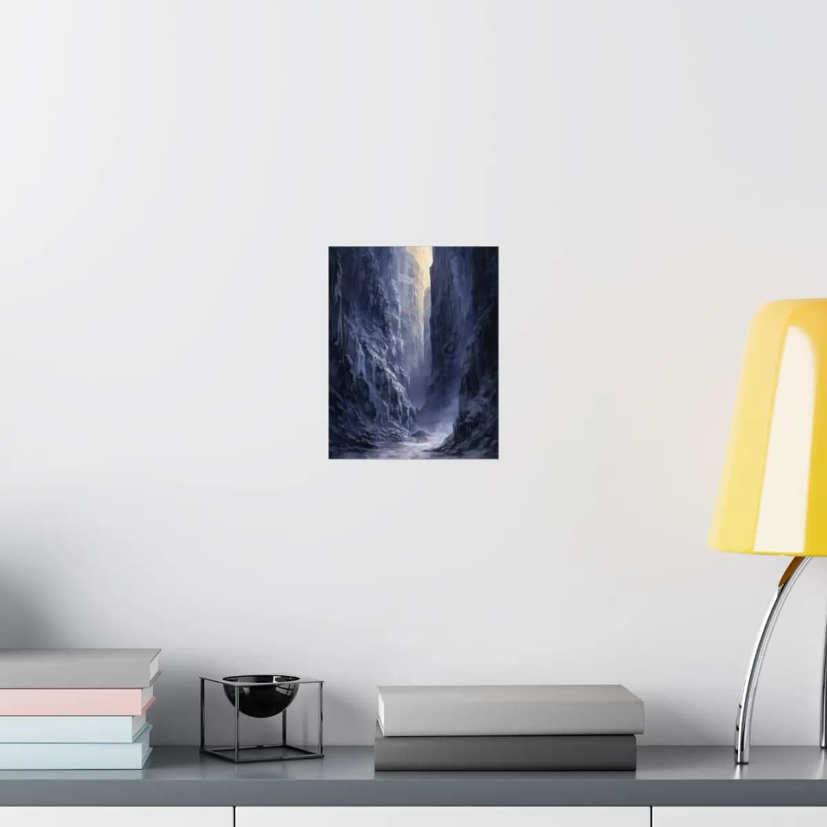 Abyssal Gorge Pierced by Celestial Light - Matte Vertical Posters mockup angle 8