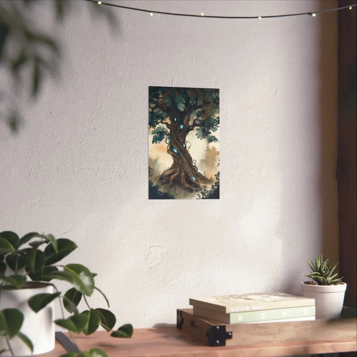 The Ancient Tree of Glowing Gemstones - Matte Vertical Posters mockup angle 6