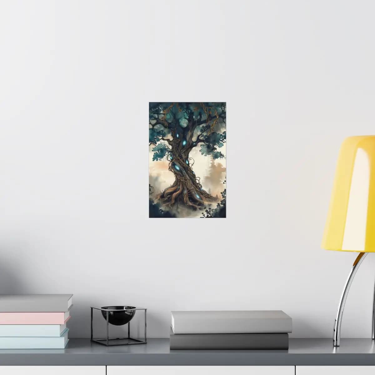The Ancient Tree of Glowing Gemstones - Matte Vertical Posters mockup angle 8