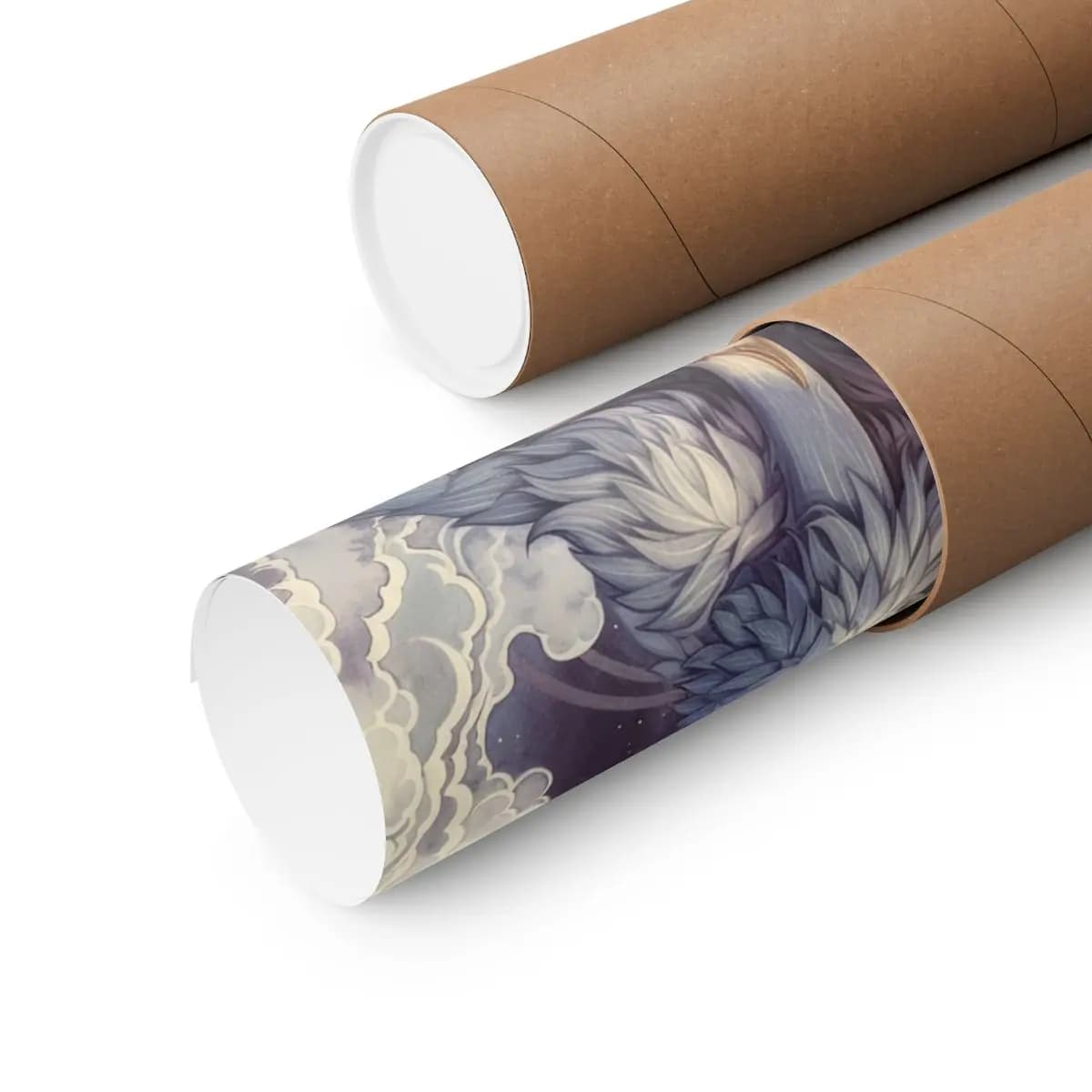 The Celestial Wolf with Golden Horns - Matte Vertical Posters mockup angle 3