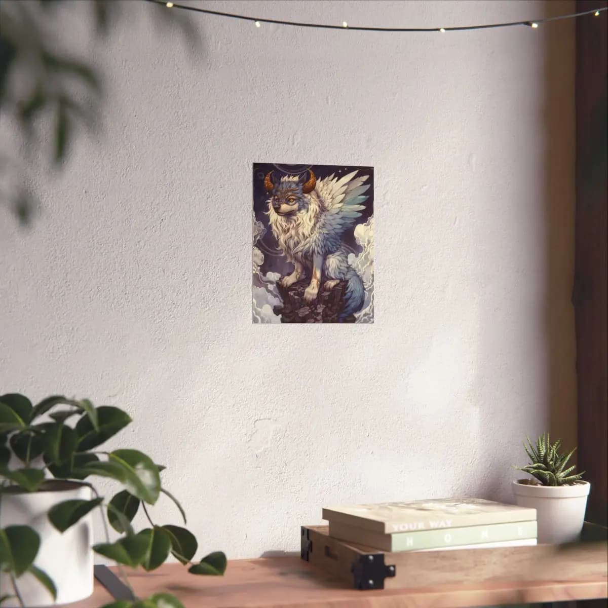 The Celestial Wolf with Golden Horns - Matte Vertical Posters mockup angle 6