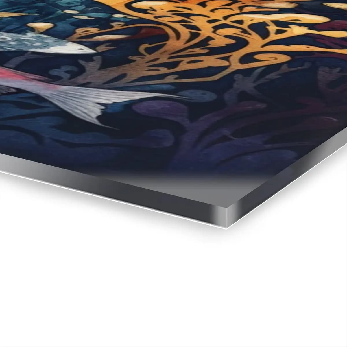 Submerged Kingdom Beneath Palms and Gothic Spires - Acrylic Prints (French Cleat Hanging) mockup angle 3