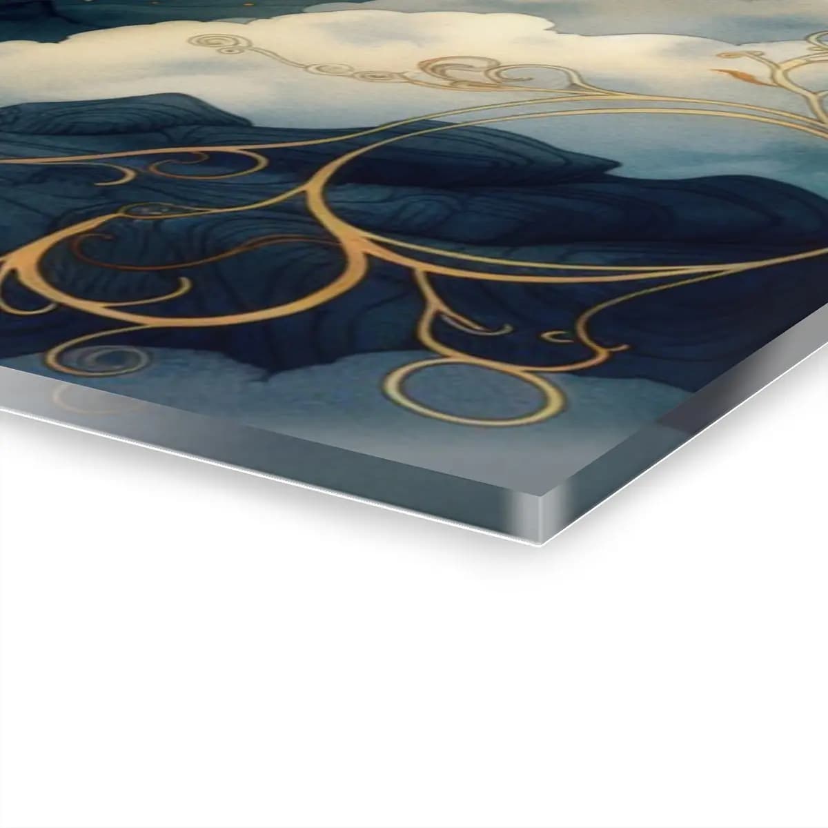 Celestial Waterfall Among Enchanted Peaks - Acrylic Prints (French Cleat Hanging) mockup angle 3