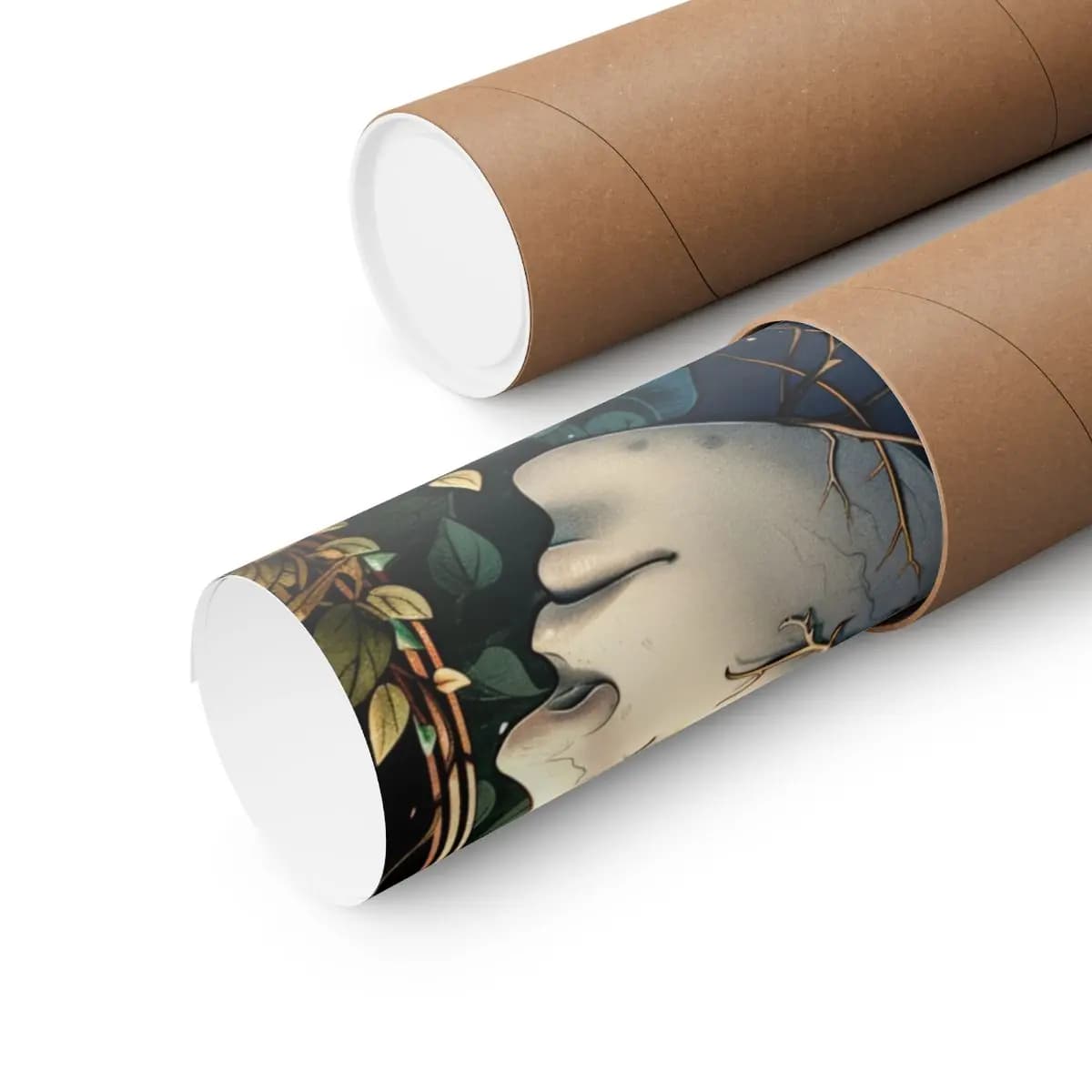 Ember-Eyed Forest Elf Among Tangled Branches - Matte Vertical Posters mockup angle 3