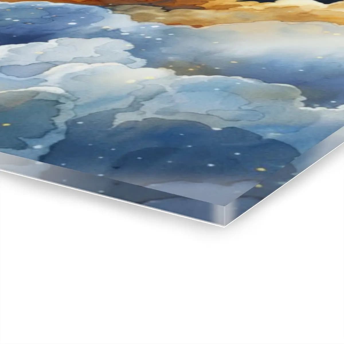 Starlit Celestial Cloudscape with Golden Glow - Acrylic Prints (French Cleat Hanging) mockup angle 3