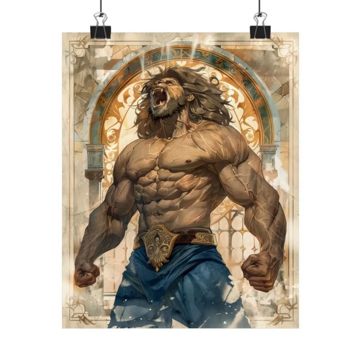 The Roar of the Lion Warrior - Matte Vertical Posters mockup angle 1