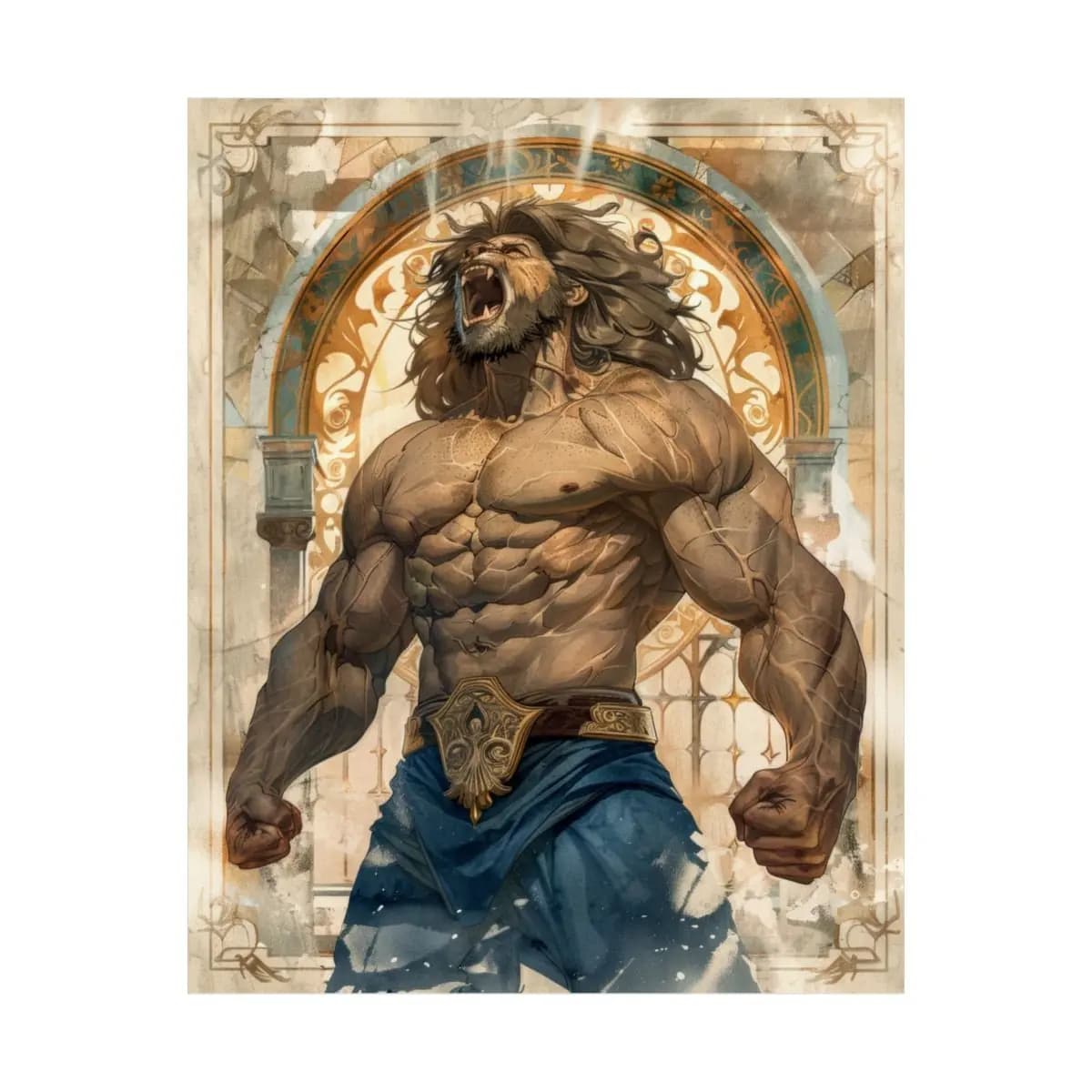 The Roar of the Lion Warrior - Matte Vertical Posters mockup angle 2