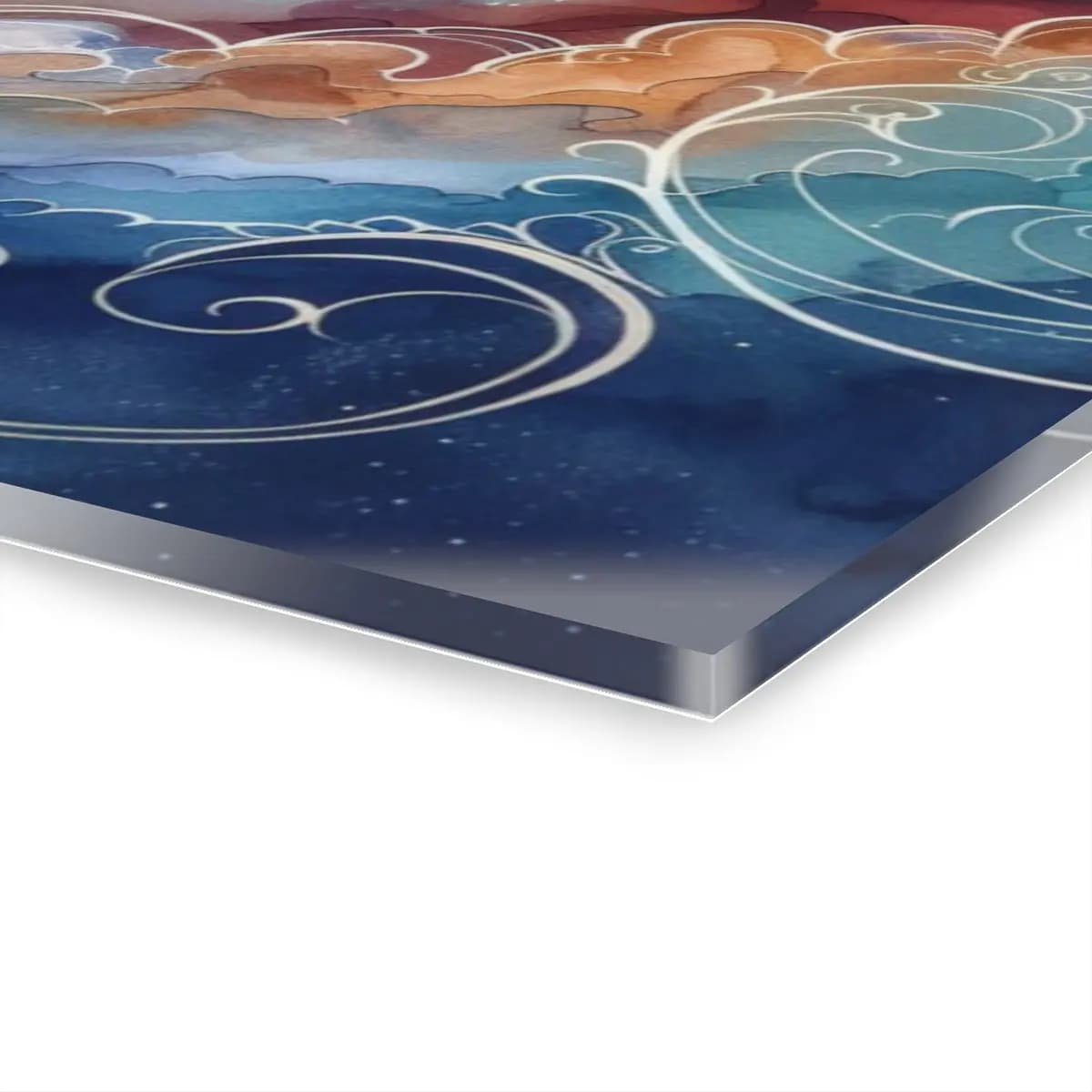 Celestial Clouds and Luminous Arabesques - Acrylic Prints (French Cleat Hanging) mockup angle 3