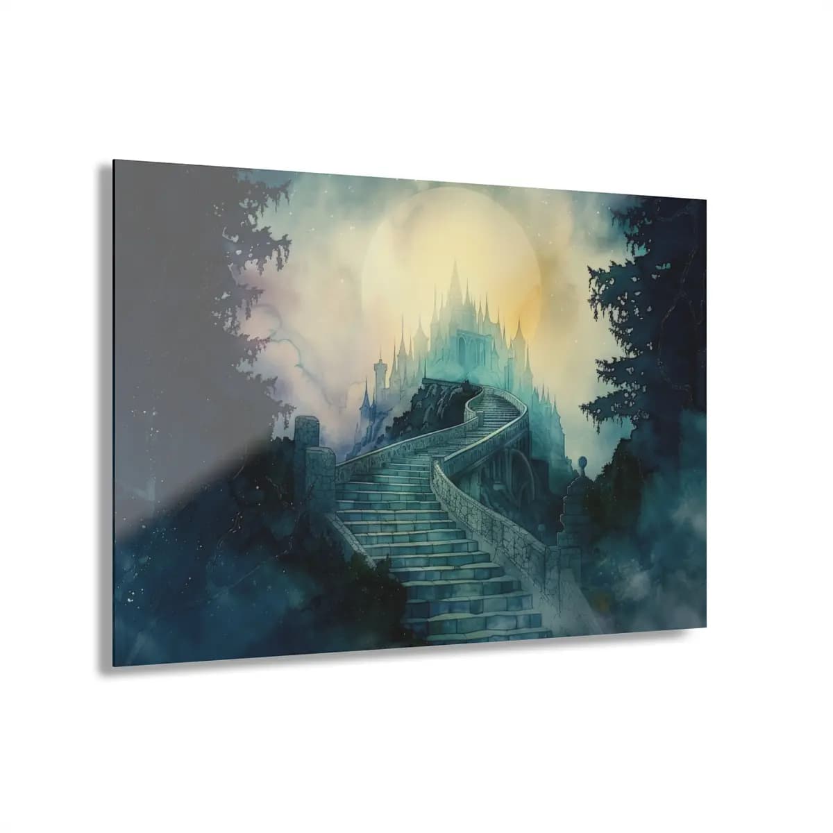 The Stone Stairway to the Enchanted Castle - Acrylic Prints (French Cleat Hanging) mockup angle 1