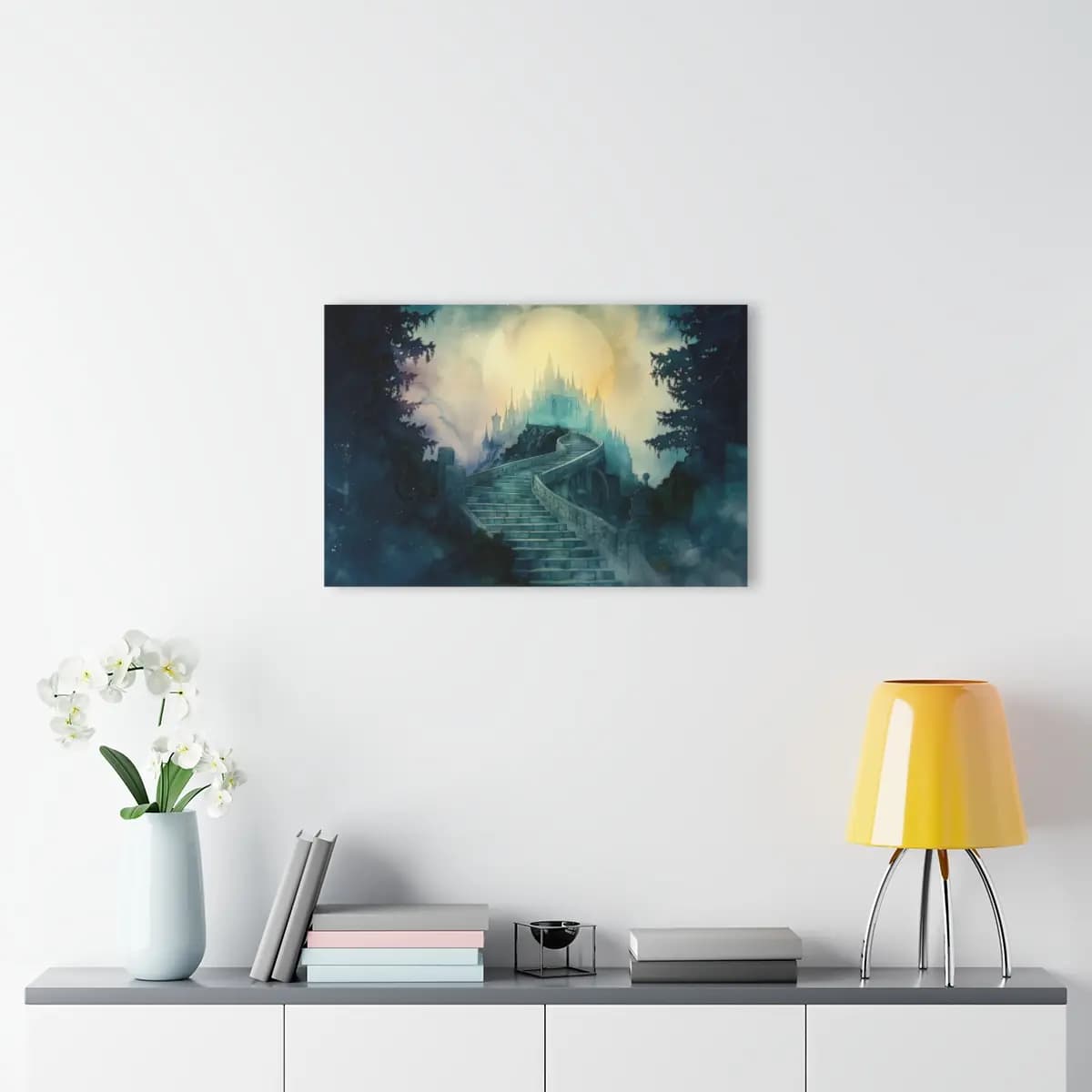 The Stone Stairway to the Enchanted Castle - Acrylic Prints (French Cleat Hanging) mockup angle 4