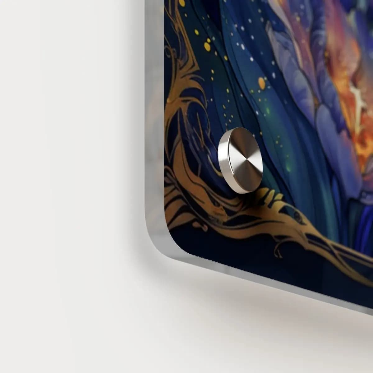 Enchanted Blooms Glowing Beneath a Moonlit Sky - Acrylic Wall Art Panels mockup angle 5