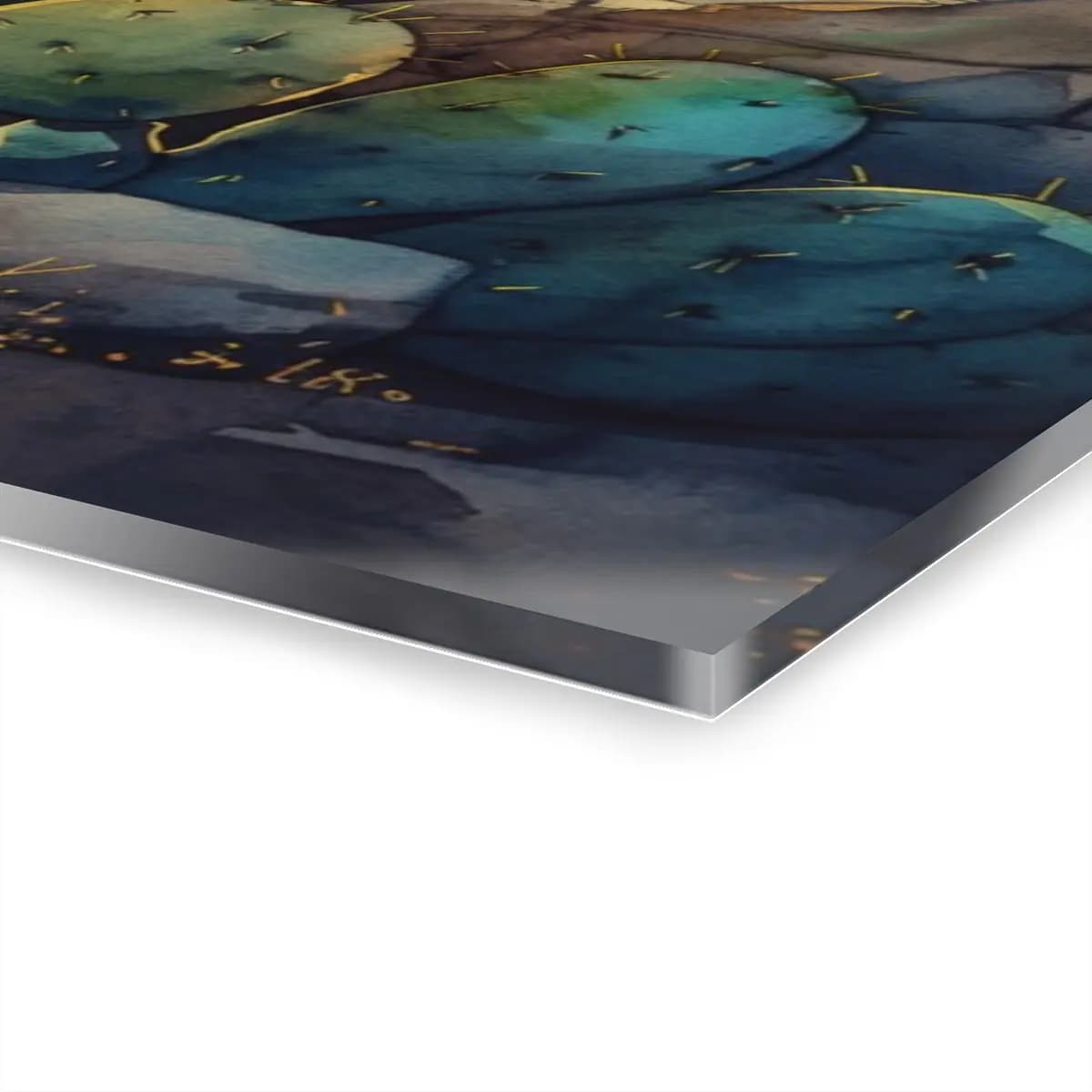 Stone Gateway Opening onto a Desert Cactus Landscape - Acrylic Prints (French Cleat Hanging) mockup angle 3
