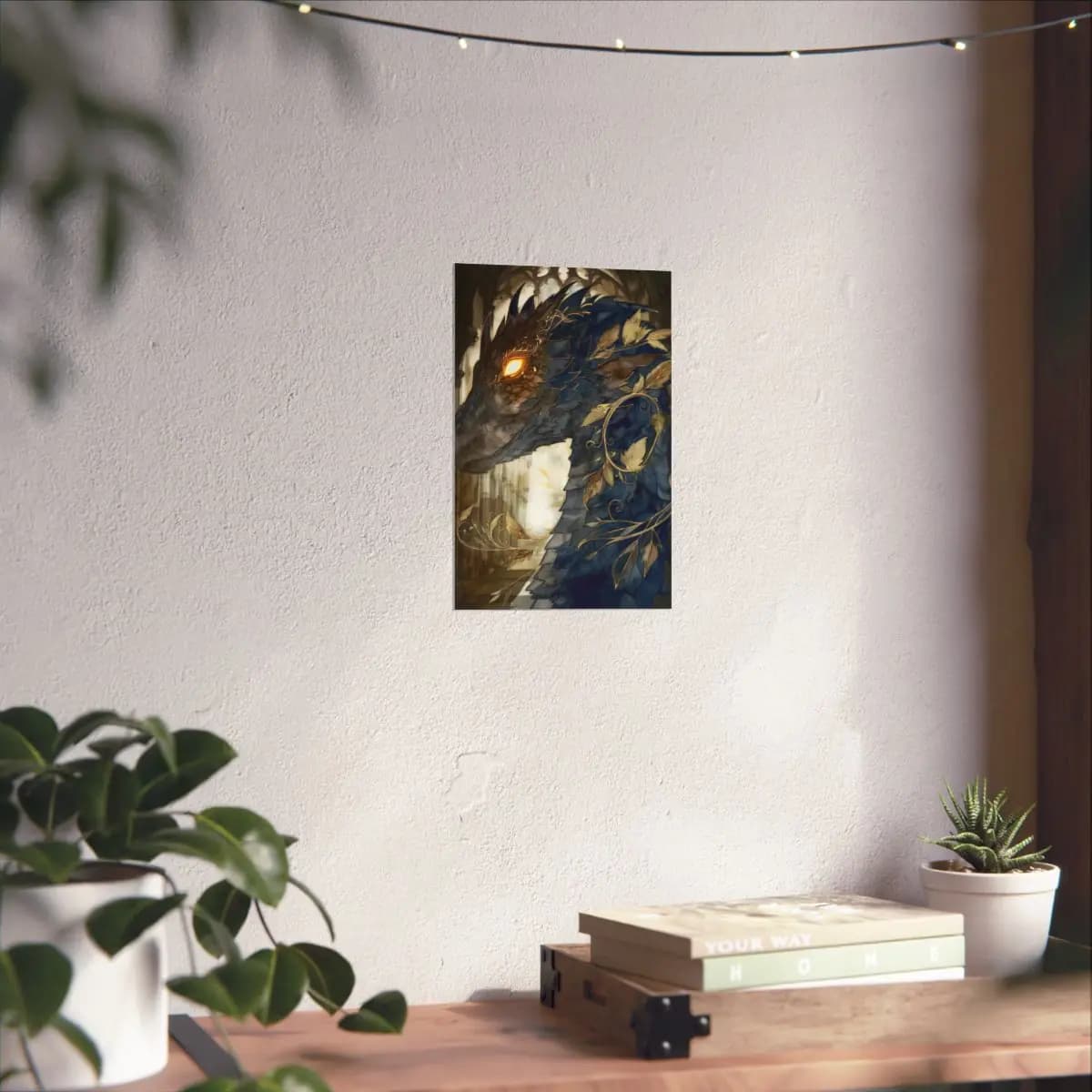 Ancient Dragon of Golden Night Scales - Matte Vertical Posters mockup angle 6