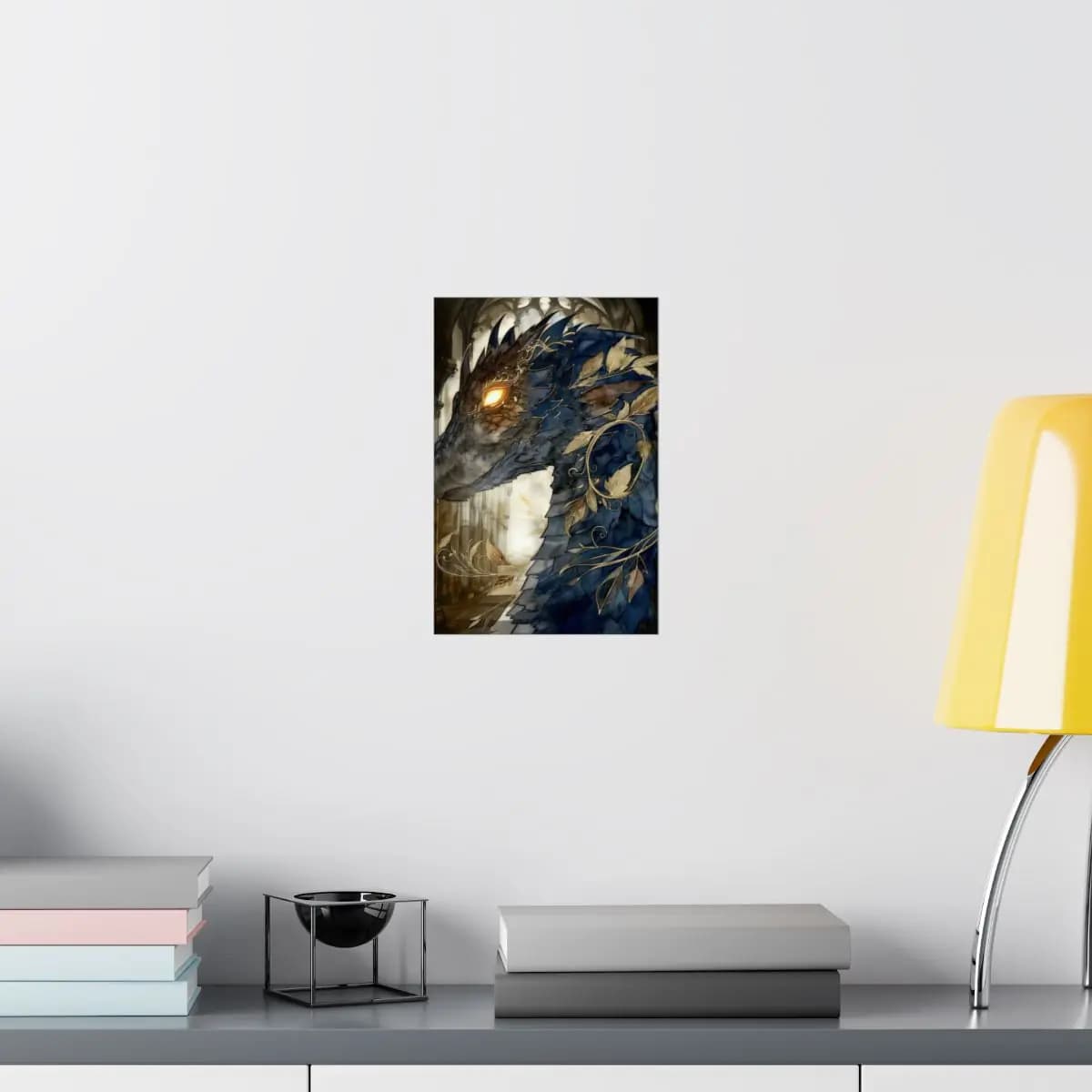 Ancient Dragon of Golden Night Scales - Matte Vertical Posters mockup angle 8