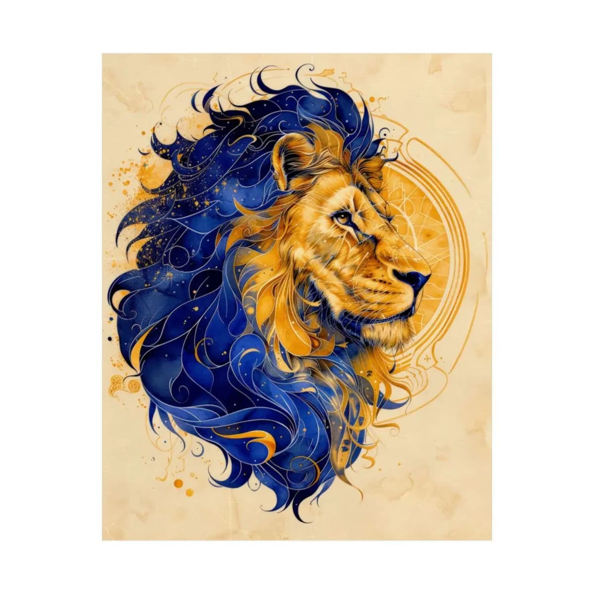 Celestial Lion with a Midnight Mane - Matte Vertical Posters mockup angle 2